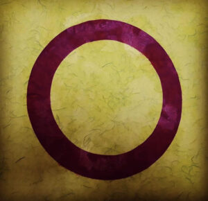 Intersex-Symbol, violetter Kreis auf gelbem Hintergrund