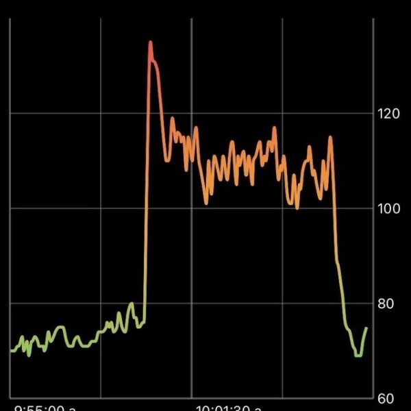 Diagramm mit einer aufgezeichneten hohen Herzfrequenz